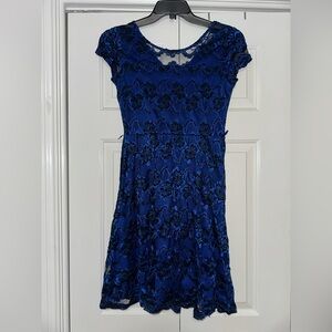 Mishka Royal Blue Floral Lace Mini Dress